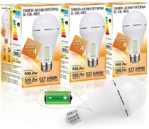 Купить - лампу  Набор лампа на аккумуляторе Е27 LED SL-EBL-803 АС9W DC3W 6400К 3шт (58962)