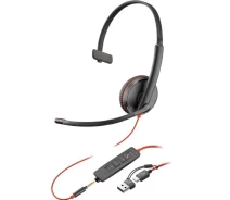 Купить - наушники  Наушники On-ear Poly Blackwire 3215 USB-A USB-C 3.5 мм (8X227AA) Black