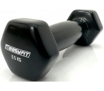 Купить - гантели  Гантель для фитнеса EasyFit с виниловым покрытием 0.5 кг 1 шт черная