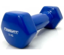 Купить - гантели  Гантель для фитнеса EasyFit с виниловым покрытием 1.5 кг 1 шт. Синяя