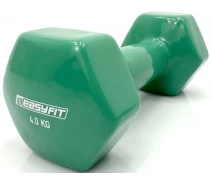 Купить - гантели  Гантель для фитнеса EasyFit с виниловым покрытием 4 кг 1 шт. зеленая