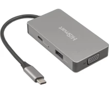 Купить - кардридер  USB-хаб HiSmart USB Type-C - 2 x HDMI, 1 x VGA, 1 x USB Type-A, 1 x USB Type-C, PD 60 W (CA913879)