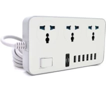 Купить - сетевой фильтр  Сетевой фильтр Voltronic ТВ-Т09, 3 розетки + 6 USB, 2 м, сечение 3х0,75мм, 3000W, White-grey, Box ТВ-Т09-White (21820)