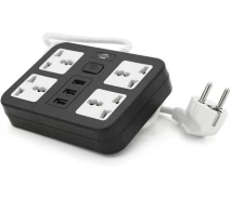 Купить - сетевой фильтр  Сетевой фильтр Voltronic ТВ-Т15, 4 розетки + 3 USB, 2 м, сечение 3х0,75мм, 2500W, Black, Box ТВ-Т15-Black (7043)