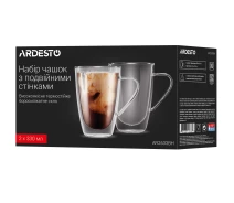 Купить - чашку и кружку  Набор чашек с ручками и двойными стенками Ardesto, 330мл, 2шт, боросиликатное стекло, прозрачный (AR2633BH)