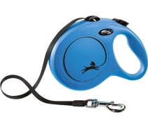 Купить - поводок для собак  Поводок-рулетка Flexi для собак New Classic лента синяя размер L 8 м/50 кг(4000498023013)