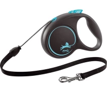 Купить - поводок для собак  Поводок-рулетка Flexi для собак Black Design трос синяя размер M 5 м/20 кг(4000498033432)