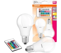 Купить - лампу  Набор ламп 2шт OSRAM LED E27 RGB 9Вт 2700К 806Лм пульт ДУ A60 (4058075430891)