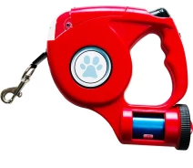 Купить - поводок для собак  Автоматический выдвижной поводок с LED-фонариком и мусорным мешком 3 в 1