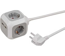 Купить - сетевой фильтр  Удлинитель куб 1,4 метра 4 розетки Brennenstuhl ALEA-Power: 2 USB порта - 5V/2100 mA, 16 А, 3500 Вт, 3х1,5 мм (1150100)