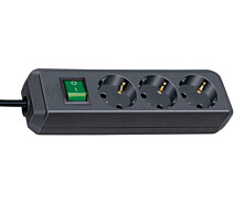 Купить - сетевой фильтр  Удлинитель 3 метра 3 розетки Brennenstuhl Eco-Line: 16 А, 3500 Вт, 3х1,5мм² (1152300400)