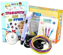Купить - 3D-ручку  3D-ручка с Эко Пластиком (190м) c Трафаретами с LCD экраном 3D Pen 2 Original Purple