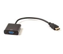 Купить - адаптер и кабель  -переходник PowerPlant HDMI - VGA, 0.15м, позолоченные коннекторы, черный