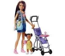 Купить - игрушку для девочки  Mattel Barbie Набор Скиппер няня на прогулке (FJB00)