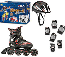 Купить -  Роликовые коньки Fila 21 010619150 J-ONE COMBO 3 SET BLACK / RED M36 (8026473412760)
