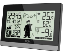 Купить - метеостанцию  Метеостанция TFA "Weather Boy" черная 145х39х97 мм (35115901)