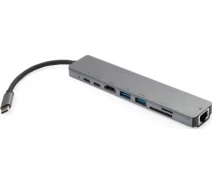 Купить - кардридер  адаптер USB Type C -> HDMI/Ethernet/USB/Type C/Card Reader Vinga Aluminium (VCPATC2U3CRLNHIPDGR)