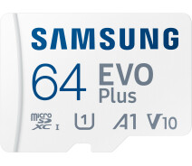 Купить - карту памяти  Карта памяти Samsung Evo Plus microSDXC 64GB UHS-I U1 V10 A1 + SD адаптер (MB-MC64KA/EU)