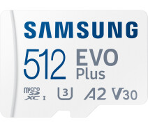 Купить - карту памяти  Карта памяти Samsung Evo Plus microSDXC 512GB UHS-I U3 V30 A2 + SD адаптер (MB-MC512KA/EU)