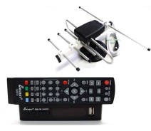 Купить - ТВ-тюнер  Комплект Т2-телевидения: тюнер DVB-T2 с функциями медиаплеера и IPTV/WebTV-плеера Eurosky ES-15+ антенна для Т2 комнатная Волна-2