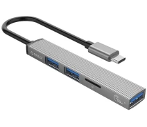 Купить - кардридер  USB-хаб Orico USB-A - USB3.0, 2xUSB2.0, TF (AH-A12F-GY-BP) (CA913770)