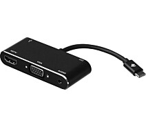 Купить - адаптер и кабель  2E Type-C to USB 3.0+AUX+HDMI+VGA+USB Type C, 0.15m, black (2E-W1408)