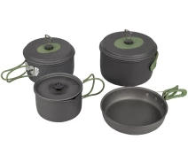 Купить - туристическую посуду  Набор посуды Bo-Camp Explorer 4 Pieces 19 Hard Anodized Grey/Green (2200241)
