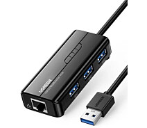 Купить - кардридер  Док-станция UGREEN USB3.0 --> USB 3.0x3/RJ45 Gigabit Black (20265)