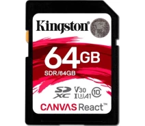 Купить - карту памяти  Карта памяти Kingston 64 GB SDXC class 10 UHS-I U3 Canvas React SDR/64GB