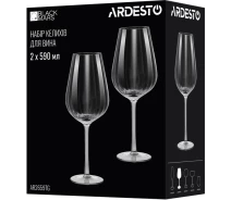 Купить - бокал и фужер  Набор бокалов для вина Ardesto Black Mars Orion 590мл, 2шт, стекло, прозрачно-серый (AR2659TG)