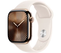 Купить - смарт-часы  Apple Watch Series 10 GPS + Cellular (LTE) 42mm Gold Titanium Case with Starlight Sport Band - S/M (MX063QH/A)