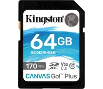 Купить - карту памяти  Карта памяти Kingston 64GB SDXC U3 R170/W70MB/s SDG3/64GB