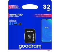 Купить - карту памяти  Карта памяти Goodram microSDHC 32GB UHS-I class 10 + adapter (M1AA-0320R12)