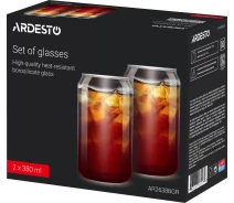 Купить - чашку и кружку  Набор стаканов Ardesto Jar, 380мл, 2шт, боросиликатное стекло (AR2638BGR)