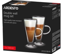Купить - чашку и кружку  Набор чашек с двойными стенками Ardesto, 230мл, 2шт, боросиликатное стекло, прозрачный (AR2623BHR)