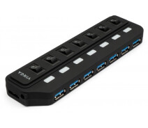 Купить - кардридер  Концентратор Vinga USB3.0 to 7*USB3.0 HUB with switch and power adapter (VHA3A7SP)