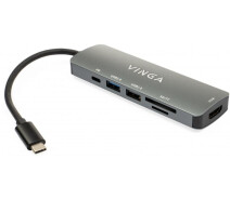 Купить - кардридер  Концентратор Vinga USB Type-C 3.1 to HDMI+USB3.0+USB 2.0+SD/microSD+PD 6in1 (VHC6)