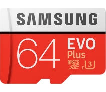 Купить - карту памяти  Карта памяти Samsung EVO Plus microSDXC UHS-I 64GB сlass10 +SD адаптер (MB-MC64GA/RU или MB-MP64GA/APC)