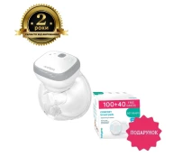 Купить - молокоотсос  Набор акционный Молокоотсос аккумуляторный BabyOno "SHELLY" и Вкладыши лактационные "COMFORT" (140шт/уп.) (1000А)