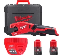 Купить - труборез и ножницы для резки труб  Труборез аккумуляторный Milwaukee M12PCSS-202C, 2 аккумулятора, зарядное устройство, кейс (4933479242)