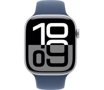 Купить - смарт-часы  Apple Watch Series 10 GPS + Cellular (LTE) 42mm Silver Aluminium Case with Denim Sport Band - M/L (MWX43QH/A)