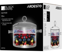 Купить - кастрюлю и казан  Кастрюля Ardesto Black Mars, 1,5 л, термостойкое, боросиликатное стекло (AR0715G)