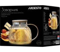 Купить - закарник  Заварник Ardesto Golden Moon Diamond, 1000мл, боросиликатное стекло, бамбук, золотистый