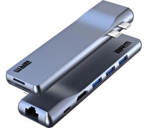 Купить - кардридер  Хаб USB-C ArmorStandart For MacBook M-Series HD4K+LAN+PD+3USB+TF/SDcard Gray (ARM69367)