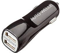 Купить - зарядное устройство для телефона и планшета  Зарядное устройство USB 12V/24V DC 2 x 5V/2100/1000mA AUTO WELLE AW06-14B черный