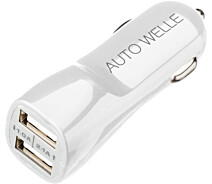 Купить - зарядное устройство для телефона и планшета  Зарядное устройство USB 12V/24V DC 2 x 5V/2100/1000mA AUTO WELLE AW06-14W белый