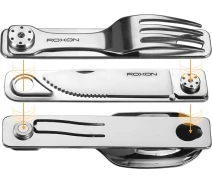 Купить - туристическую посуду  Набор столовых приборов Roxon C1S 3 in1 (ложка, вилка, нож), нержавеющая сталь