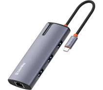 Купить - кардридер  USB хаб (док-станция) ColorWay USB-C 6-в-1 Type C PD 100W/USB3.0х3/USB2.0/RJ45 (CW-HUB03)