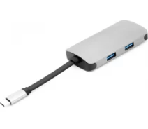Купить - кардридер  USB-хаб PowerPlant Type-C - HDMI 4K, USB 3.0, USB Type-C, RJ45 Grey (CA911691)