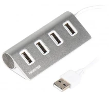 Купить - кардридер  Maxxter USB 2.0 Type-A 4 ports, silver (HU2A-4P-01)